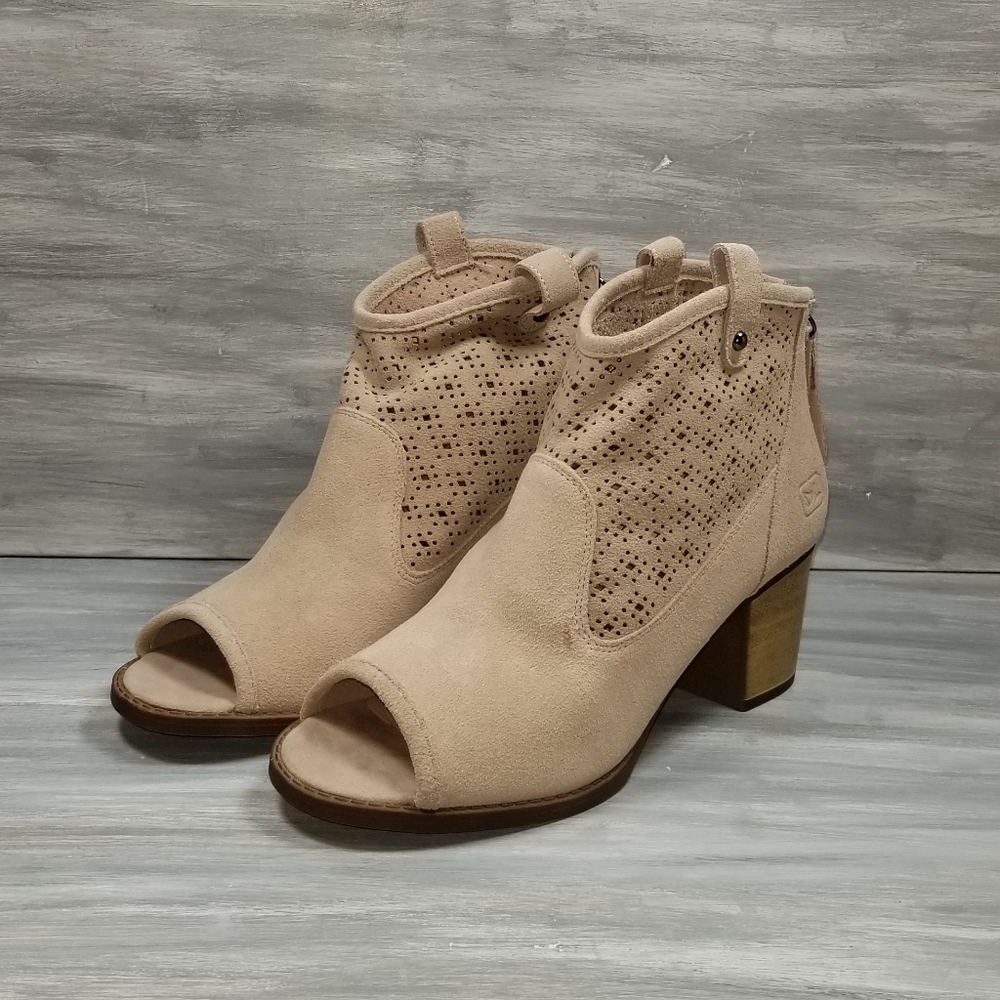 Dirty Laundry Stacked Heel Peep Toe Bootie